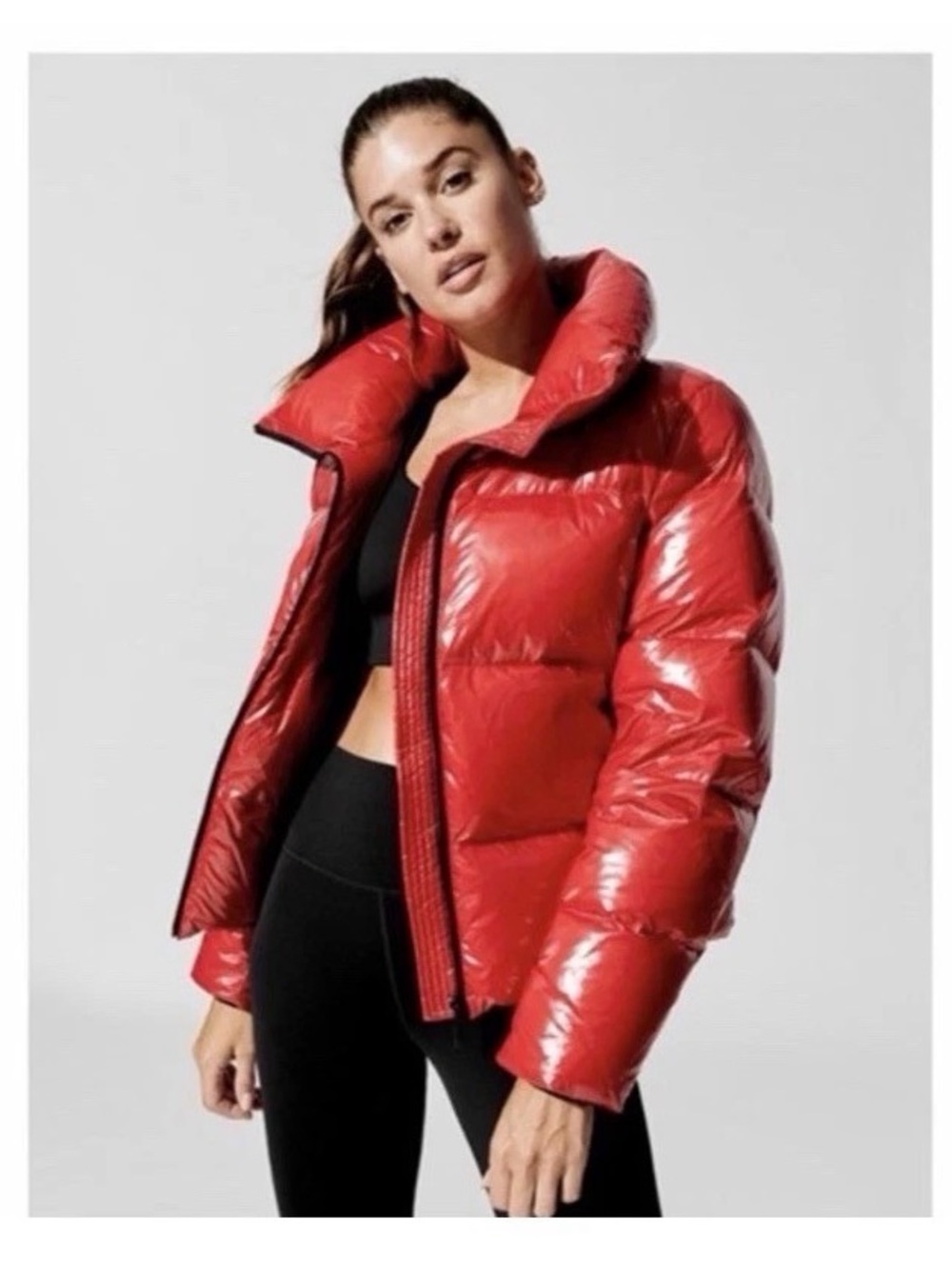 Carbon38 Red Puffer Zip Up Jacket Takara Shine Medium NWT